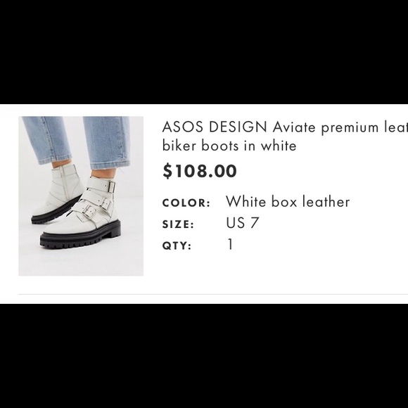 Aviate premium Leather Biker Boots In White - Picture 2 of 8